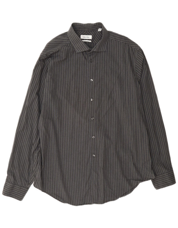 Ανδρικό πουκάμισο Calvin Klein Slim Fit Size 17 XL Grey Check Cotton