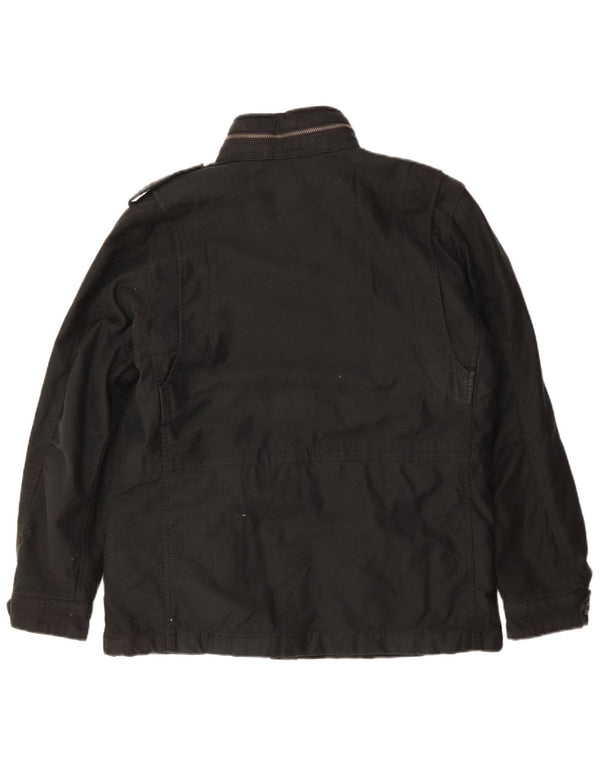 Ανδρικό στρατιωτικό μπουφάν με κουκούλα Superdry UK 40 μεγάλο μαύρο πολυεστέρα