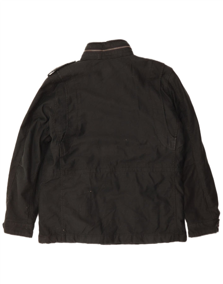 Ανδρικό στρατιωτικό μπουφάν με κουκούλα Superdry UK 40 μεγάλο μαύρο πολυεστέρα