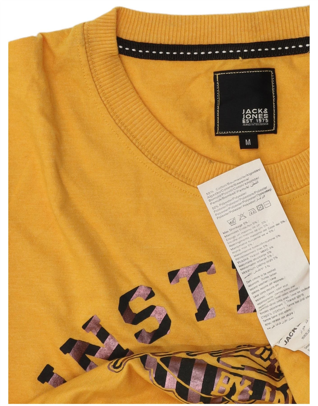 Jack & Jones Ανδρικό γραφικό μπλουζάκι μακρυμάνικο μεσαίο κίτρινο βαμβακερό