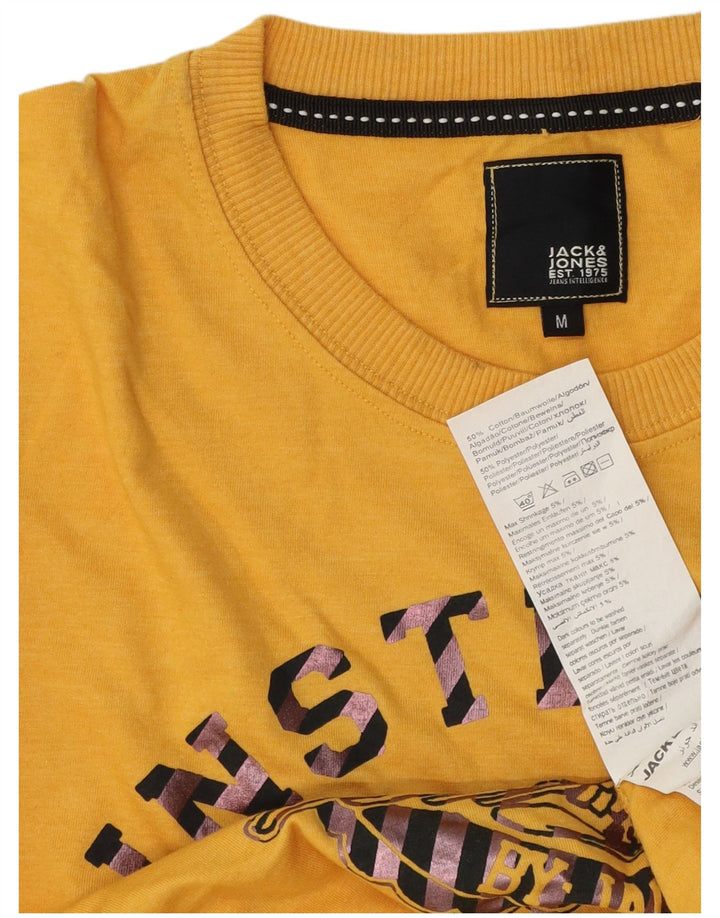 Jack & Jones Ανδρικό γραφικό μπλουζάκι μακρυμάνικο μεσαίο κίτρινο βαμβακερό