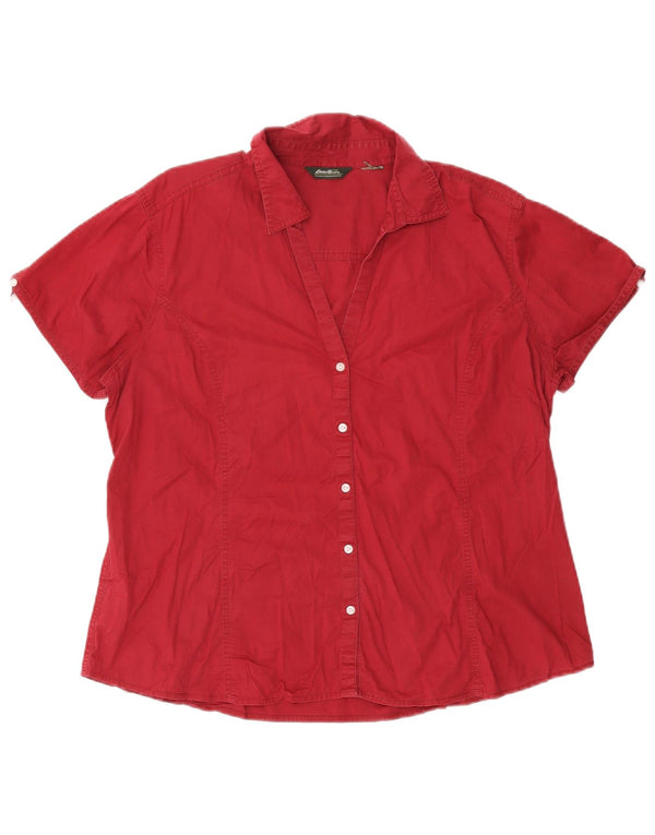 EDDIE BAUER Γυναικείο κοντομάνικο πουκάμισο UK 18 XL βαμβακερό μπορντό