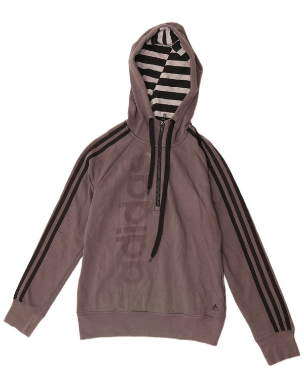 Adidas Womens Climalite Graphic Hoodie Jumper UK 4/6 XS Grey Cotton