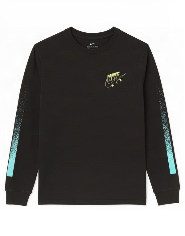 Nike Mens Graphic Top Long Sleeve Large Black Colourblock