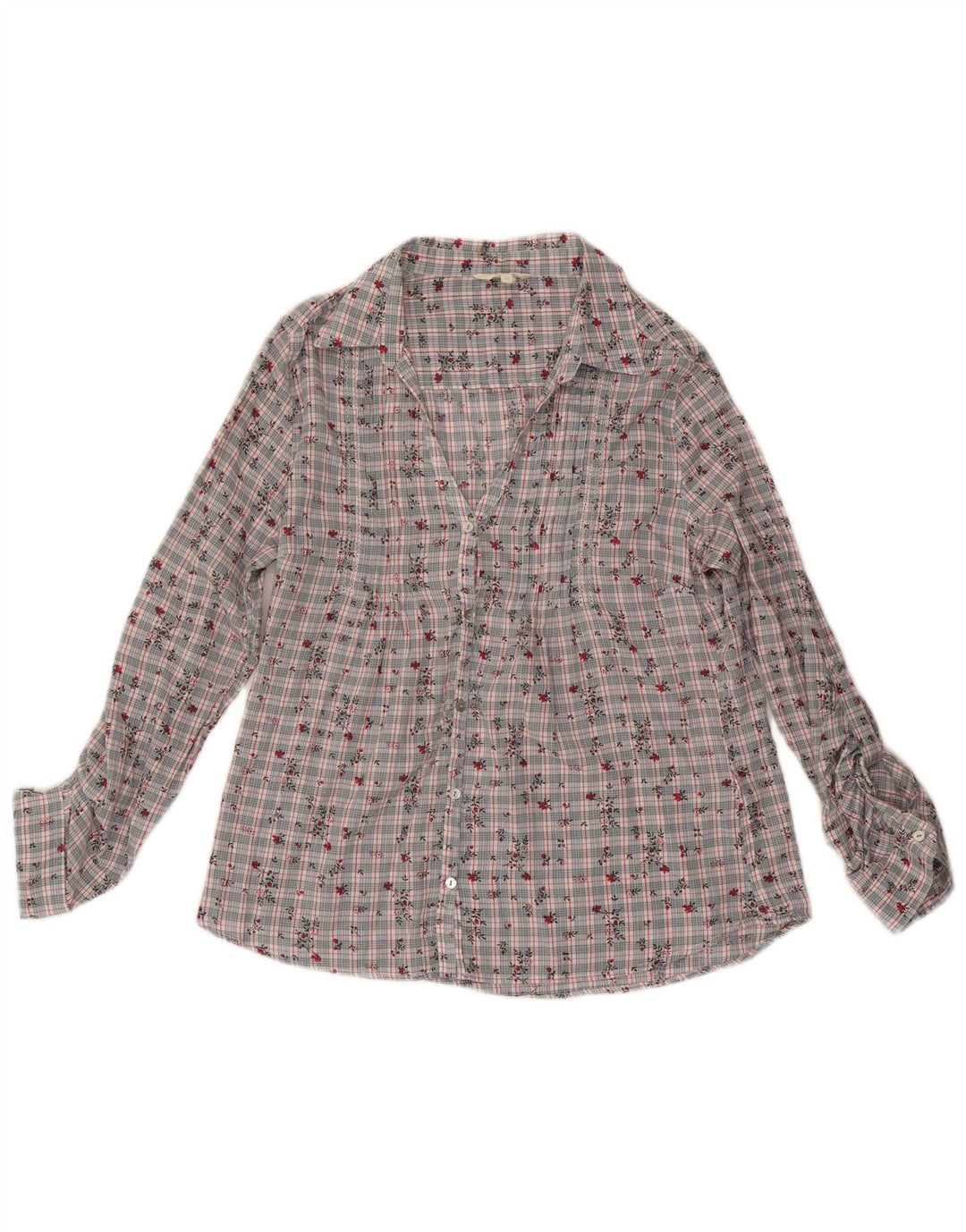 White Stuff Γυναικείο Πουκάμισο Μπλούζα UK 14 Μεσαίο Γκρι φλοράλ βαμβακερό