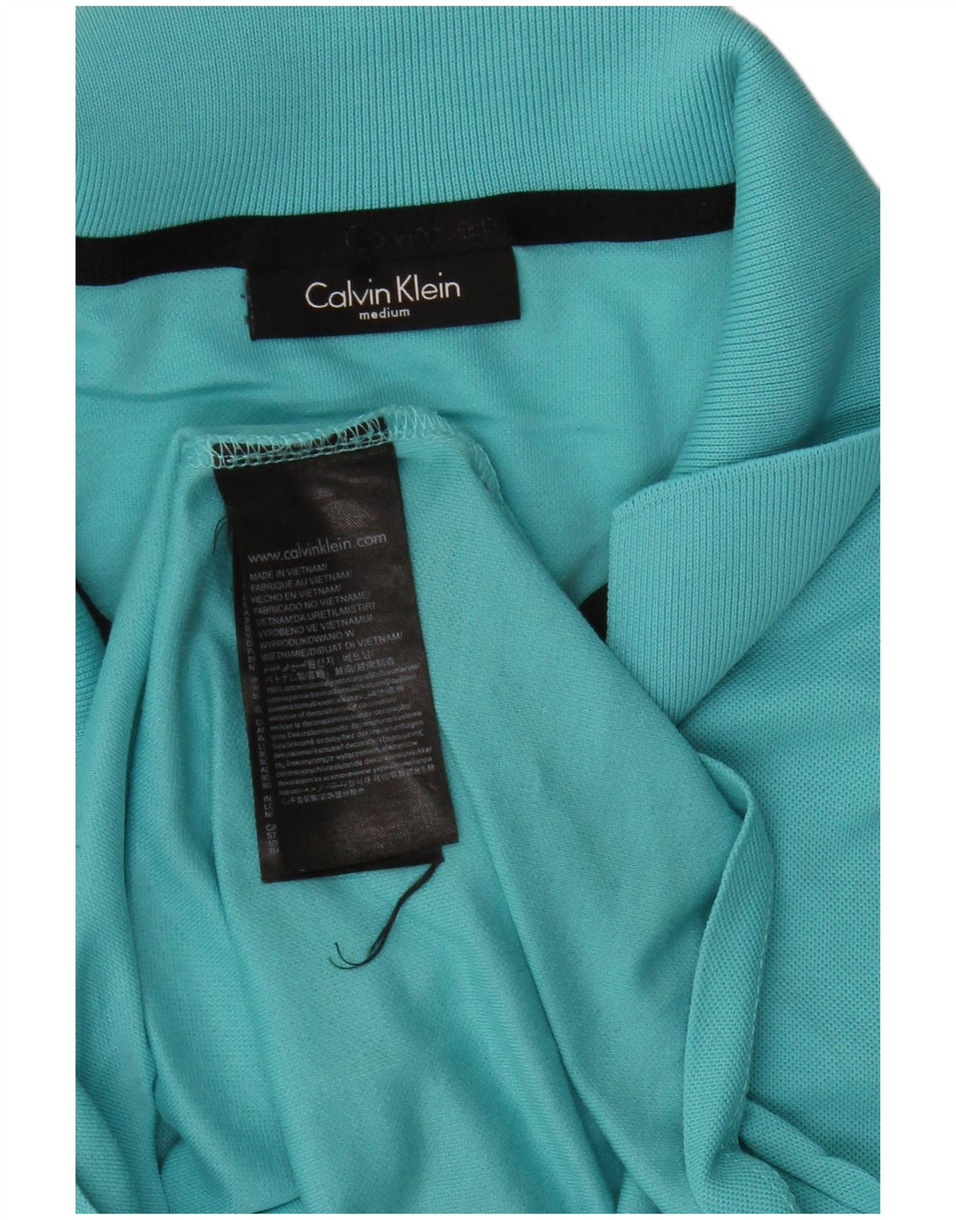 Ανδρικό πουκάμισο πόλο Calvin Klein από μεσαίο μπλε βαμβακερό
