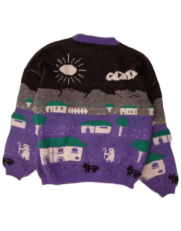 ALTA MODA Γυναικείο πουλόβερ με λαιμόκοψη UK 16 Large Purple Colourblock