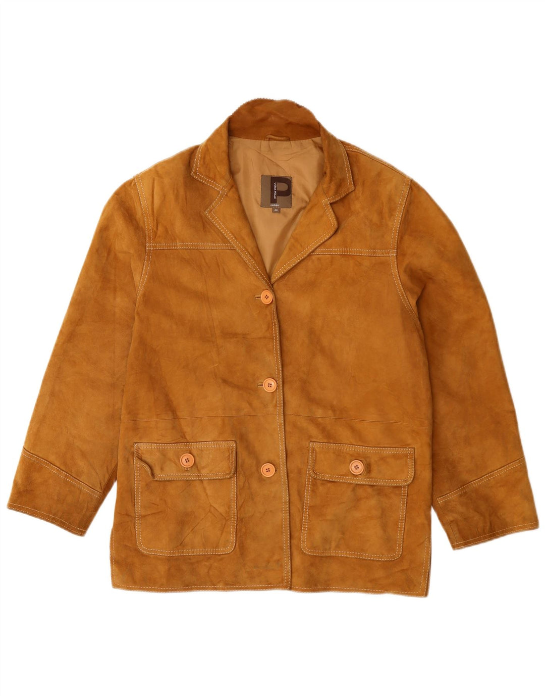 Conbipel Γυναικείο τζάκετ σουέντ σακάκι με 3 κουμπιά IT 46 Μεγάλο μπεζ δέρμα