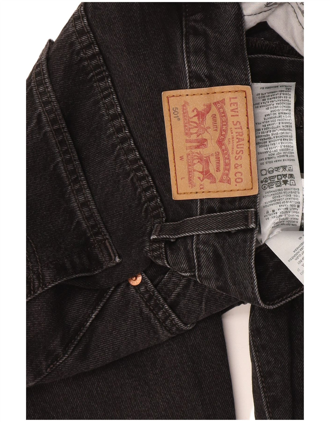 Levi's Womens 501 Straight Jeans W26 L28 Μαύρο βαμβακερό