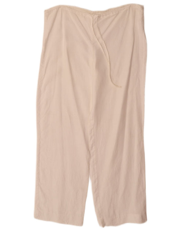 Vintage γυναικείο ίσιο casual παντελόνι W34 L29 Λευκό