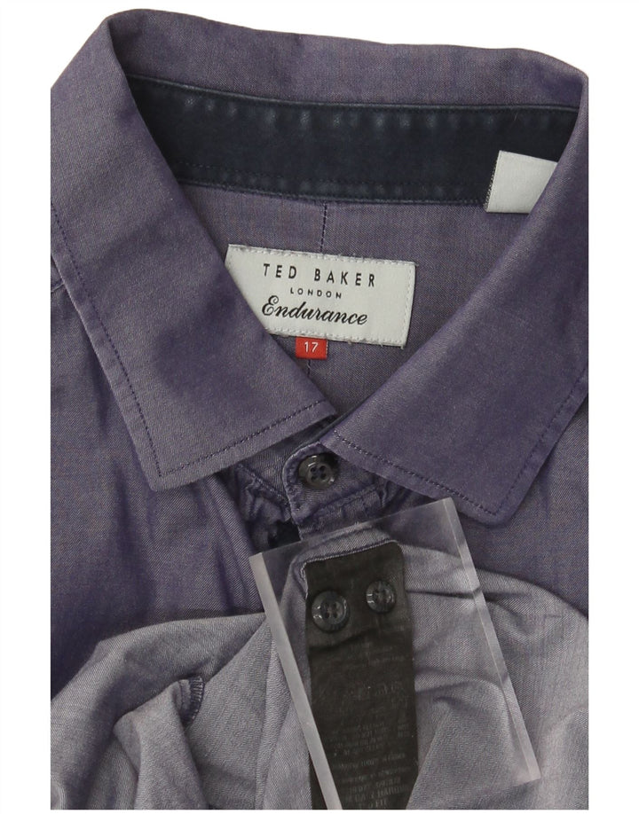 TED BAKER Ανδρικό πουκάμισο μέγεθος 17 XL Μωβ βαμβακερό