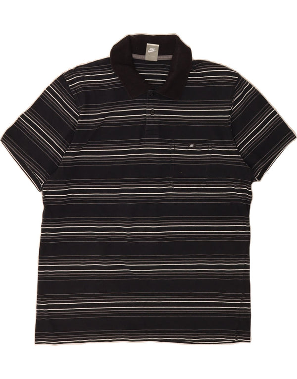 NIKE Mens Polo Shirt UK 47/48 2XL Navy Blue Striped