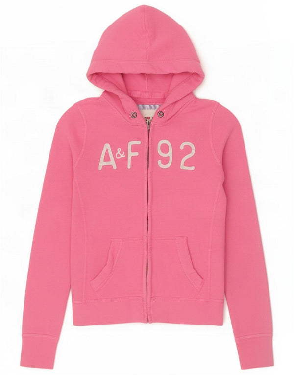 Abercrombie & Fitch Womens Graphic Zip Hoodie πουλόβερ UK 10 Small Pink