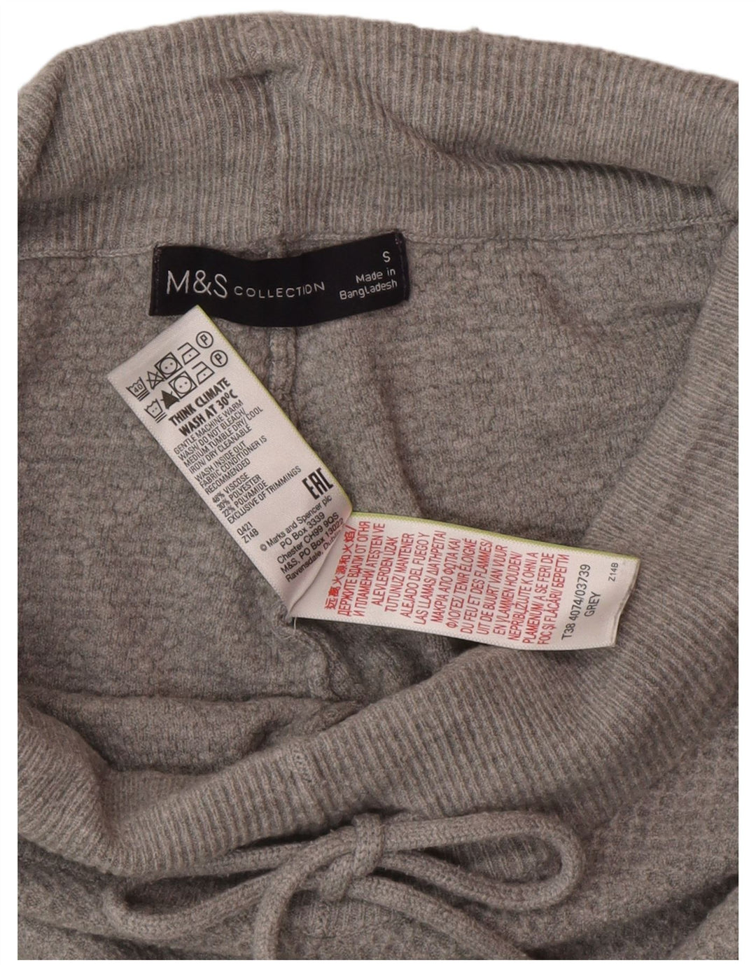 Marks & Spencer Γυναικεία πλεκτή φόρμα παντελόνι Joggers UK 10 Small Grey