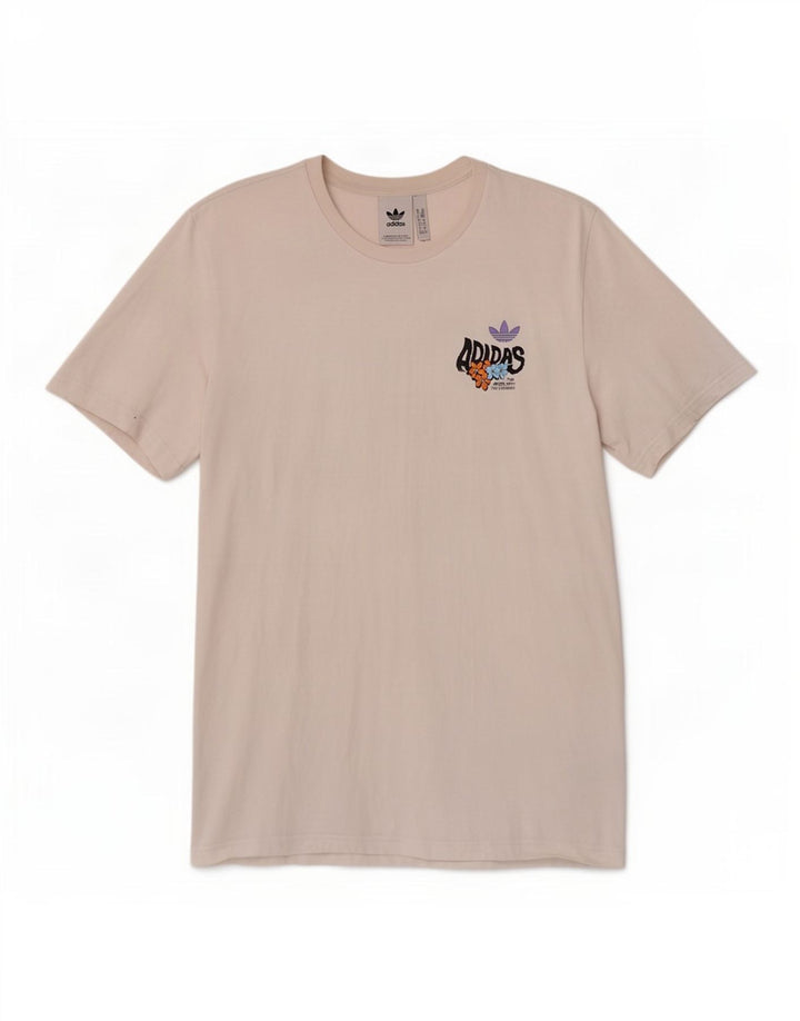 Ανδρικό γραφικό T-Shirt Adidas Top από μεσαίο λευκό βαμβακερό