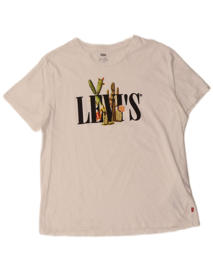 Ανδρικό γραφικό T-Shirt Levi's Top μεγάλο λευκό βαμβακερό