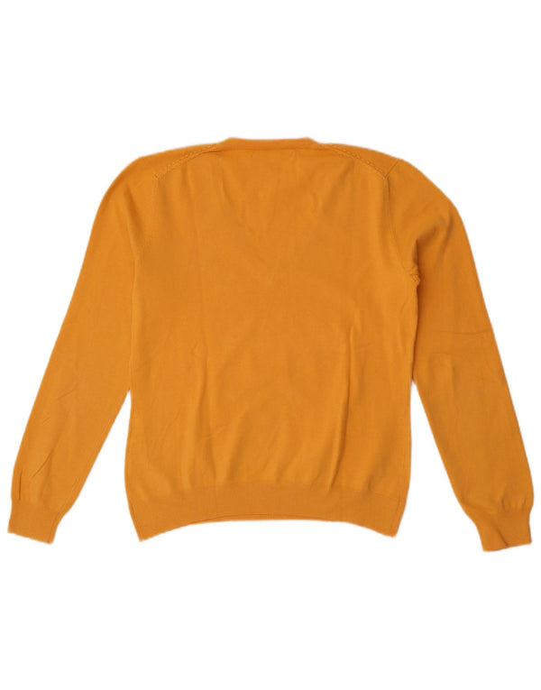 Tommy Hilfiger Womens V-Neck Jumper Sweater UK 12 Medium Yellow Cotton