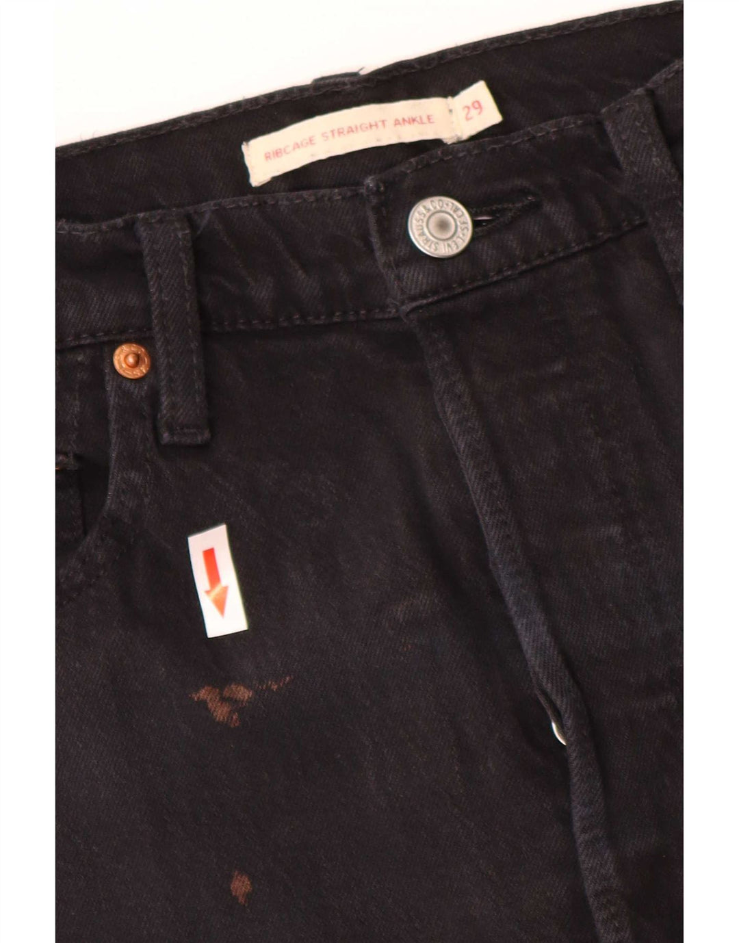 Γυναικείο Levi's Ribcage Straight Jeans W29 L27 Μαύρο βαμβακερό
