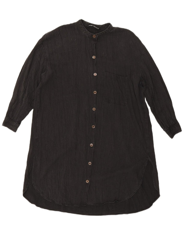 Zara Γυναικείο μακρυμάνικο πουκάμισο oversized φόρεμα UK 10 Small μαύρο