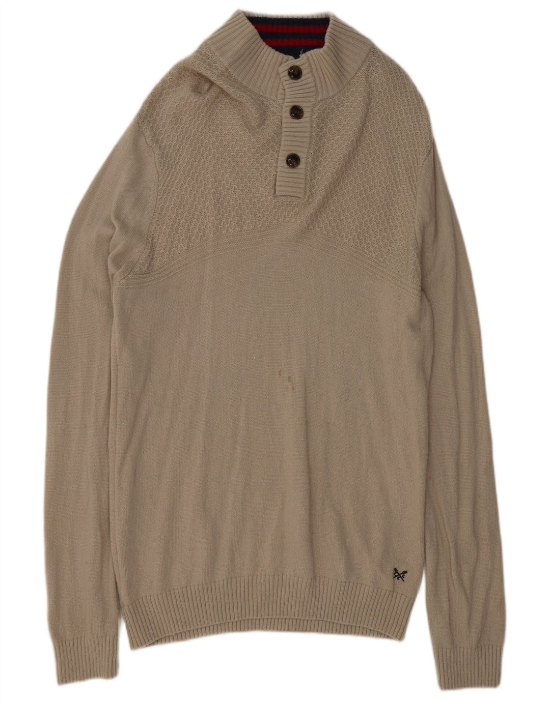 Crew Clothing Ανδρικό πουλόβερ με λαιμό με κουμπιά XL Γκρι Lambswool