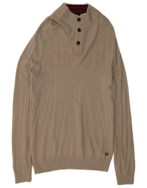 Crew Clothing Ανδρικό πουλόβερ με λαιμό με κουμπιά XL Γκρι Lambswool