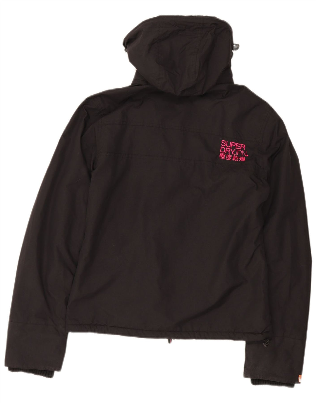 Superdry γυναικείο μπουφάν με κουκούλα αντιανεμικό UK 14 Medium Black Nylon