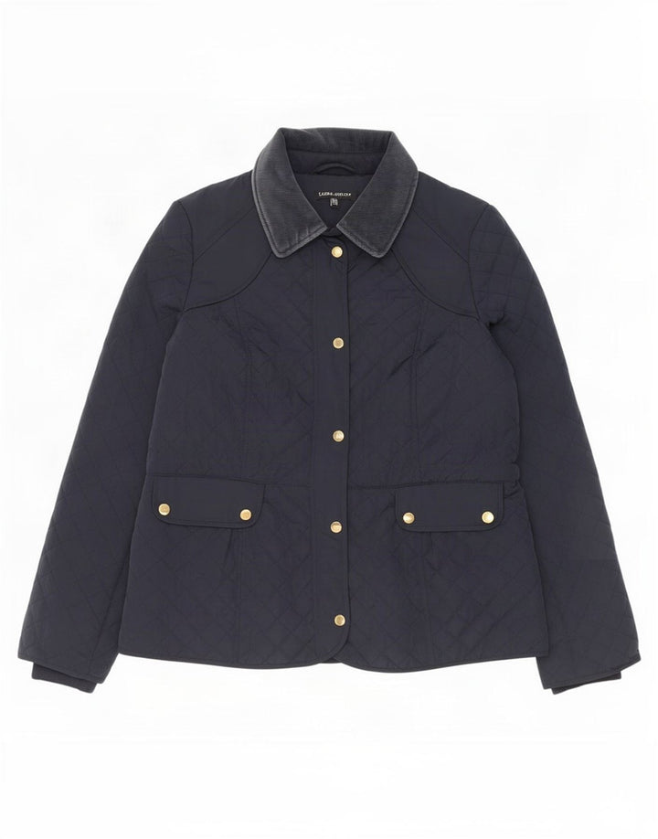 Laura Ashley Γυναικείο καπιτονέ μπουφάν UK 14 Large Navy Blue Polyester