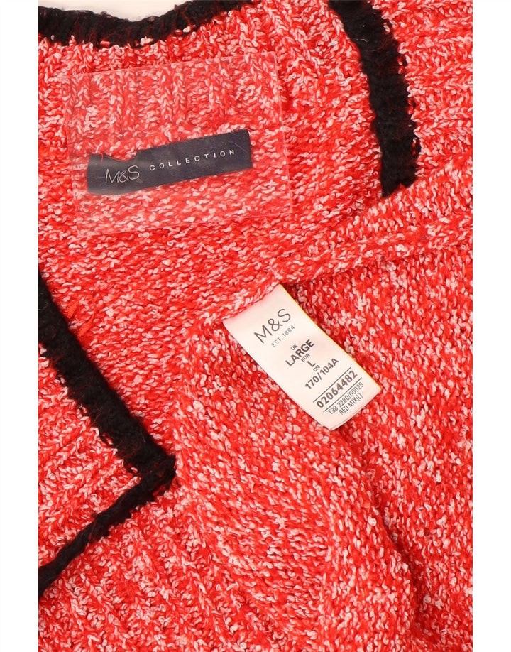 Marks & Spencer Γυναικείο πουλόβερ με λαιμόκοψη με V λαιμόκοψη UK 16 μεγάλο κόκκινο πολυεστέρα