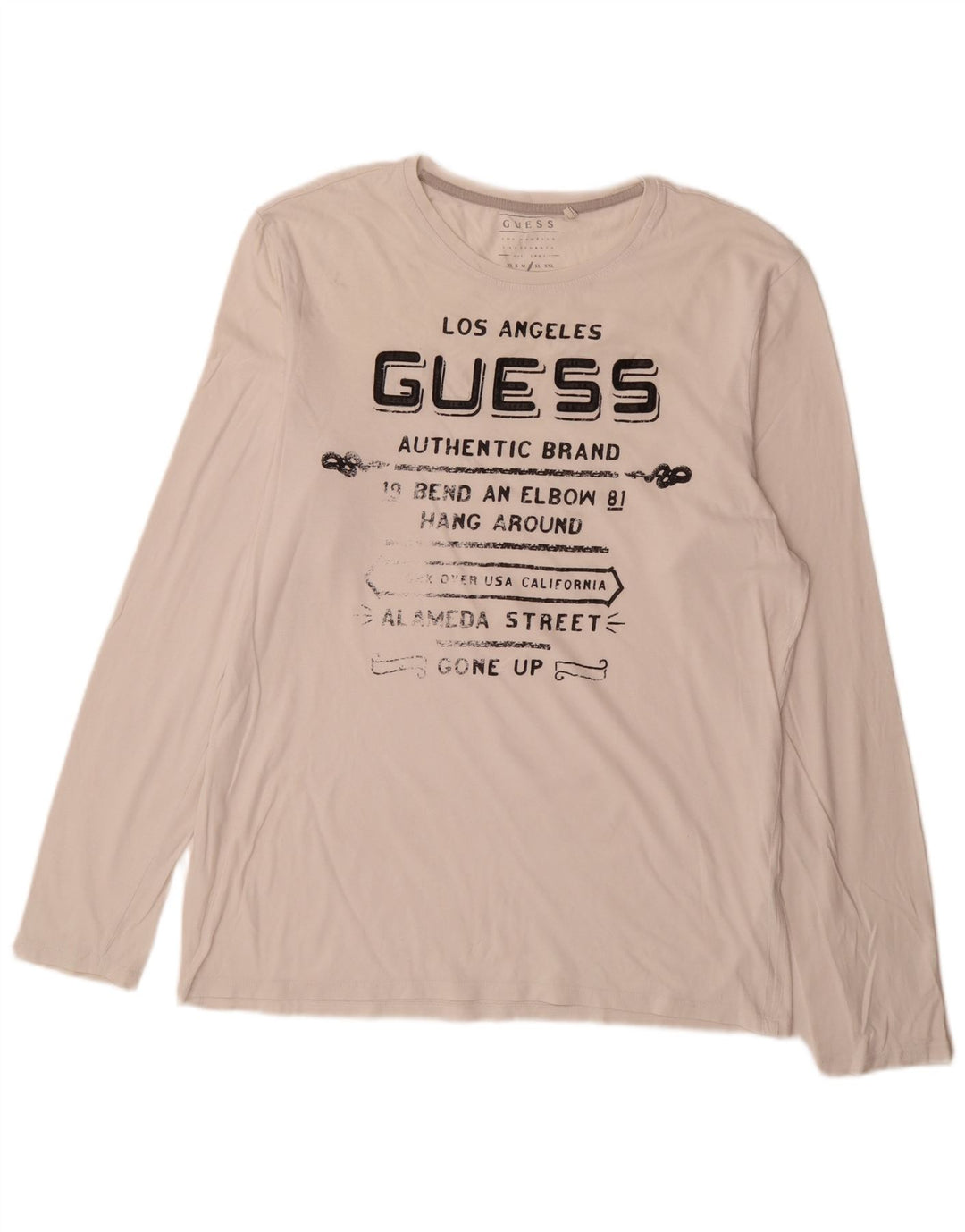 Guess Ανδρικό Slim Fit Graphic Top Μακρυμάνικο μεγάλο λευκό