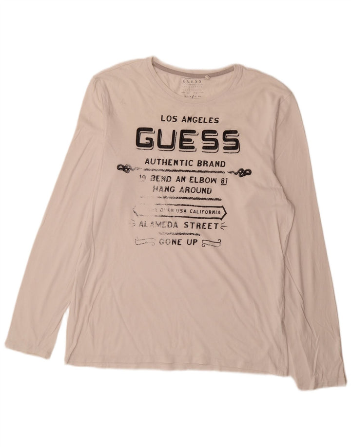 Guess Ανδρικό Slim Fit Graphic Top Μακρυμάνικο μεγάλο λευκό