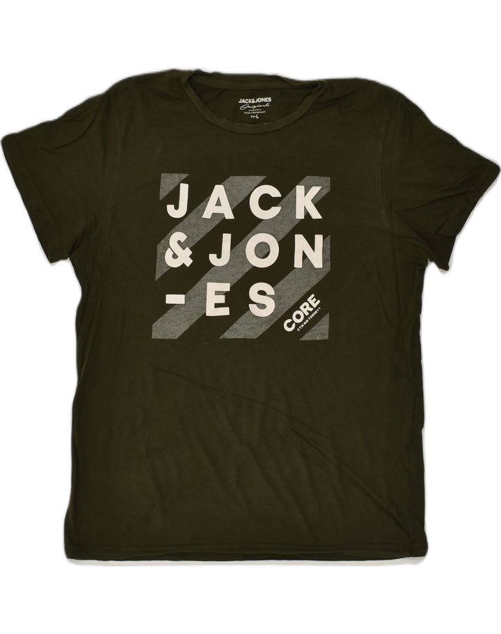 JACK & JONES Mens Graphic T-Shirt Top Large Khaki Cotton | Vintage Jack & Jones | Thrift | Second-Hand Jack & Jones | Used Clothing | Messina Hembry 