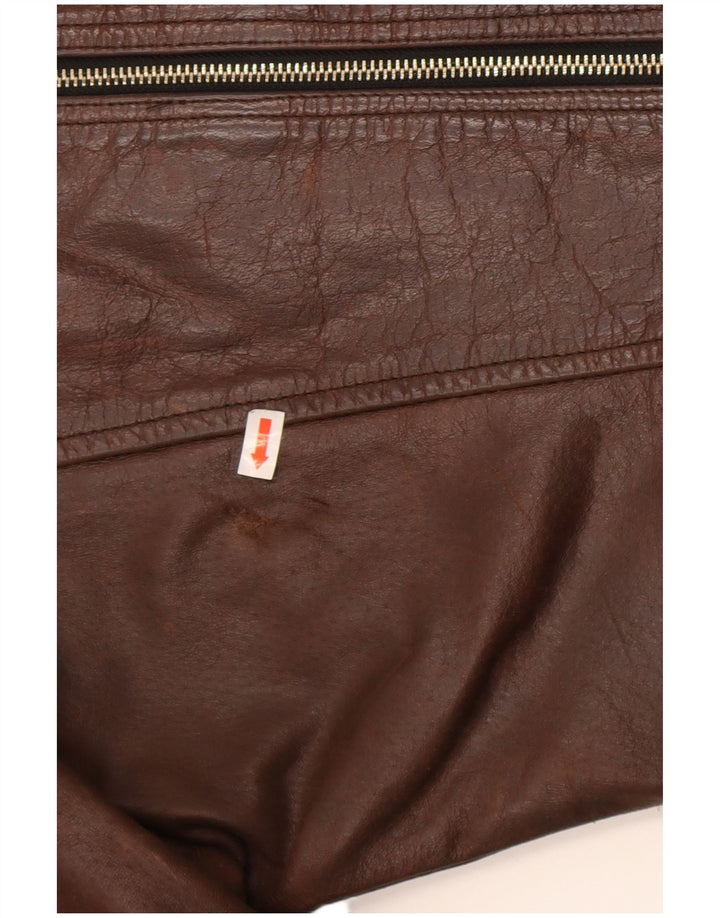 Vintage Γυναικείο Δερμάτινο Μπουφάν UK 14 Large Brown Δερμάτινο