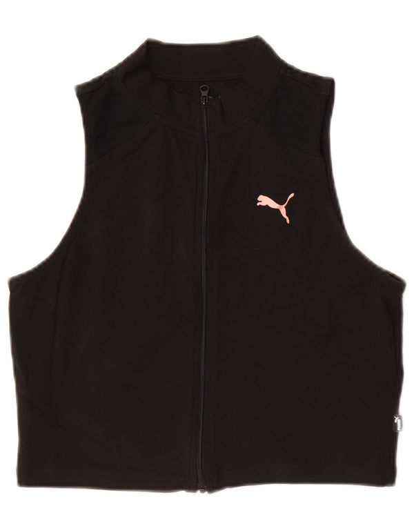 Puma Γυναικείο Αμάνικο Crop Top UK 14 Large μαύρο βαμβακερό