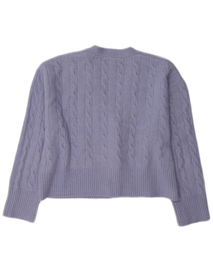 Zara Γυναικεία Ζακέτα Crop UK 14 Medium Purple Polyester