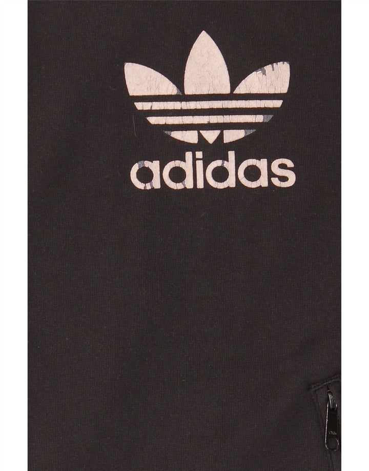 Ανδρικό πουλόβερ Adidas με φερμουάρ με κουκούλα μεσαίου μαύρου πολυεστέρα