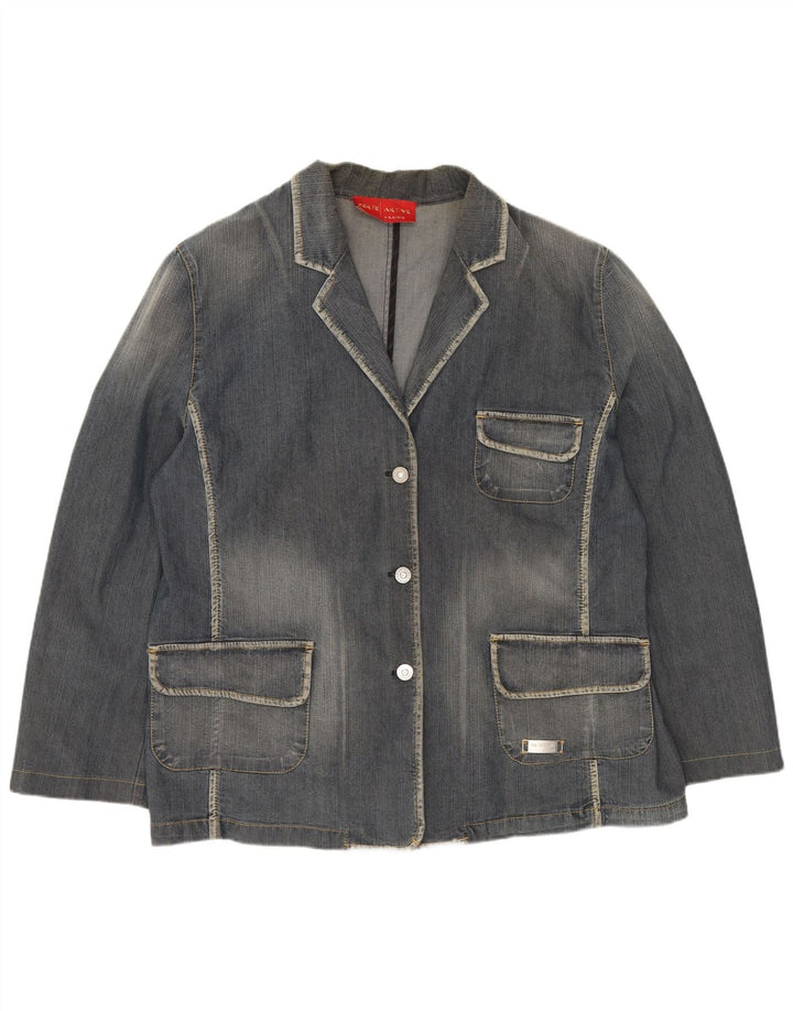 PERTE BY KRIZIA Γυναικείο τζιν σακάκι με 3 κουμπιά UK 14 μεγάλο μπλε