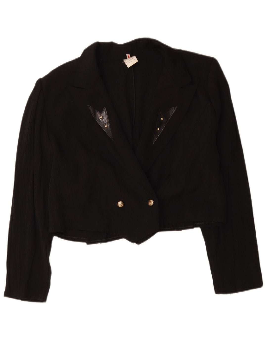 Vintage Γυναικείο Crop Διπλό Μπουφάν Blazer UK 16 Large Μαύρο