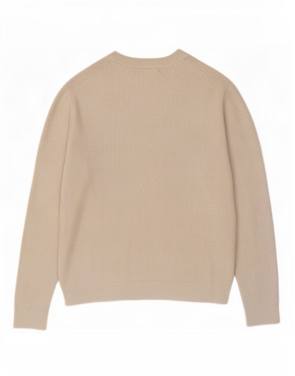 Reiss Mens Crew Neck Jumper Sweater Medium Beige Nylon