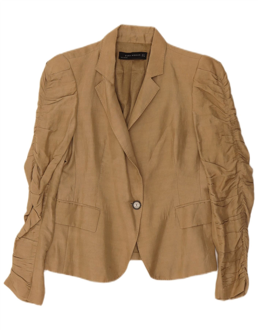 Zara Γυναικείο Μπουφάν 1 Κουμπί Blazer UK 12 Medium Beige