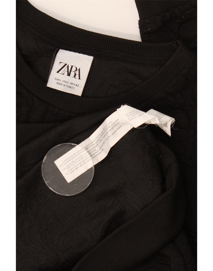 Zara Ανδρικό Φούτερ Jumper Μεγάλο Μαύρο Floral Πολυεστέρας