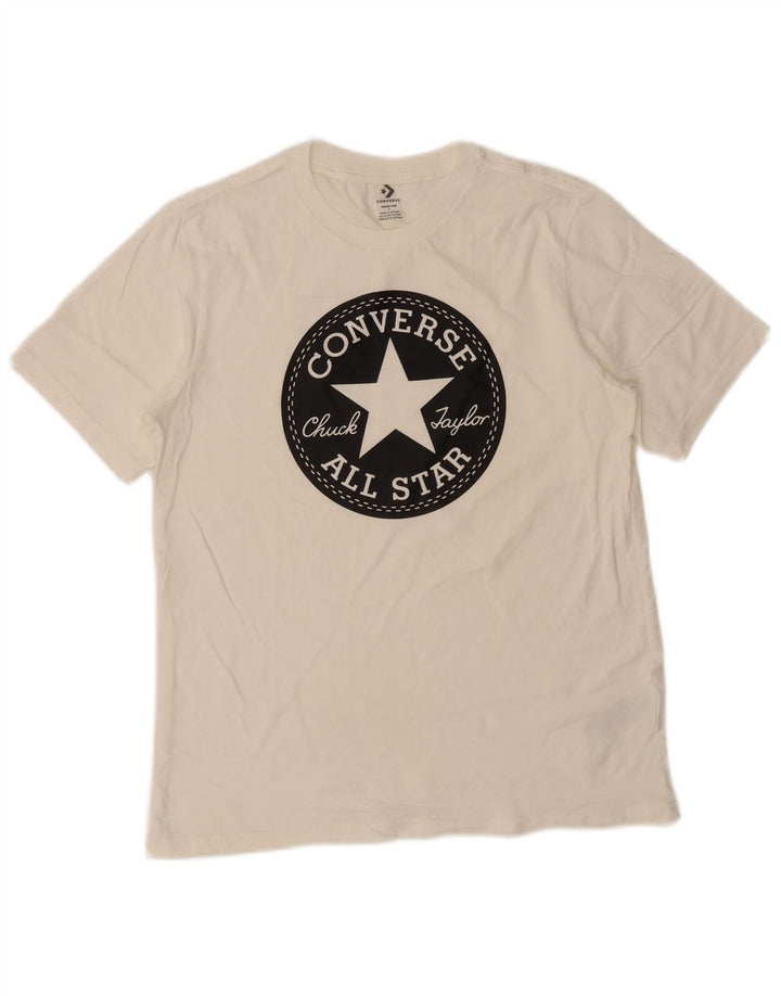 Ανδρικό γραφικό μπλουζάκι Converse Small off λευκό βαμβακερό