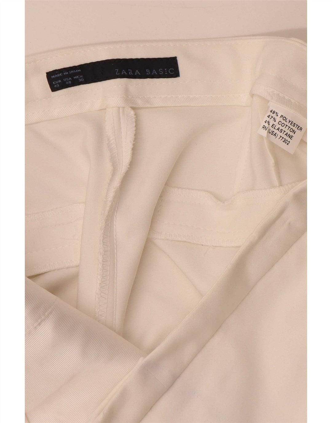 Zara Γυναικείο Cropped Παντελόνι EU 40 Medium W30 L24 Λευκό Πολυεστέρας