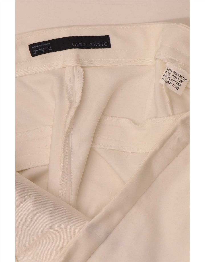Zara Γυναικείο Cropped Παντελόνι EU 40 Medium W30 L24 Λευκό Πολυεστέρας