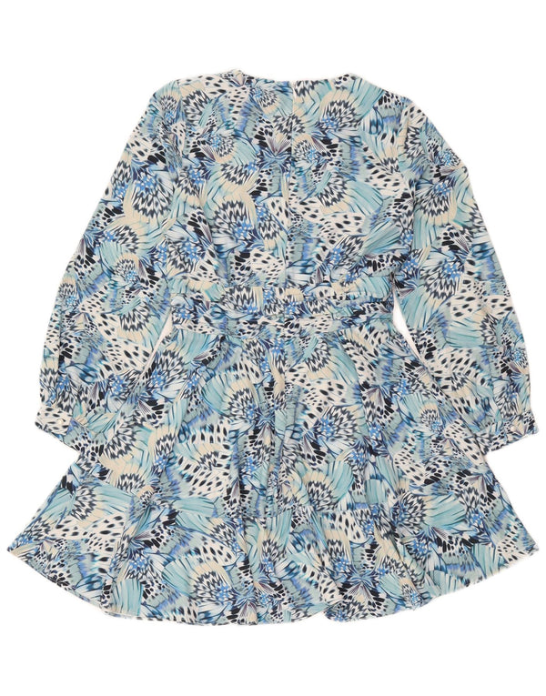 Γυναικείο μακρυμάνικο φόρεμα Oasis UK 12 Medium Blue Animal Print