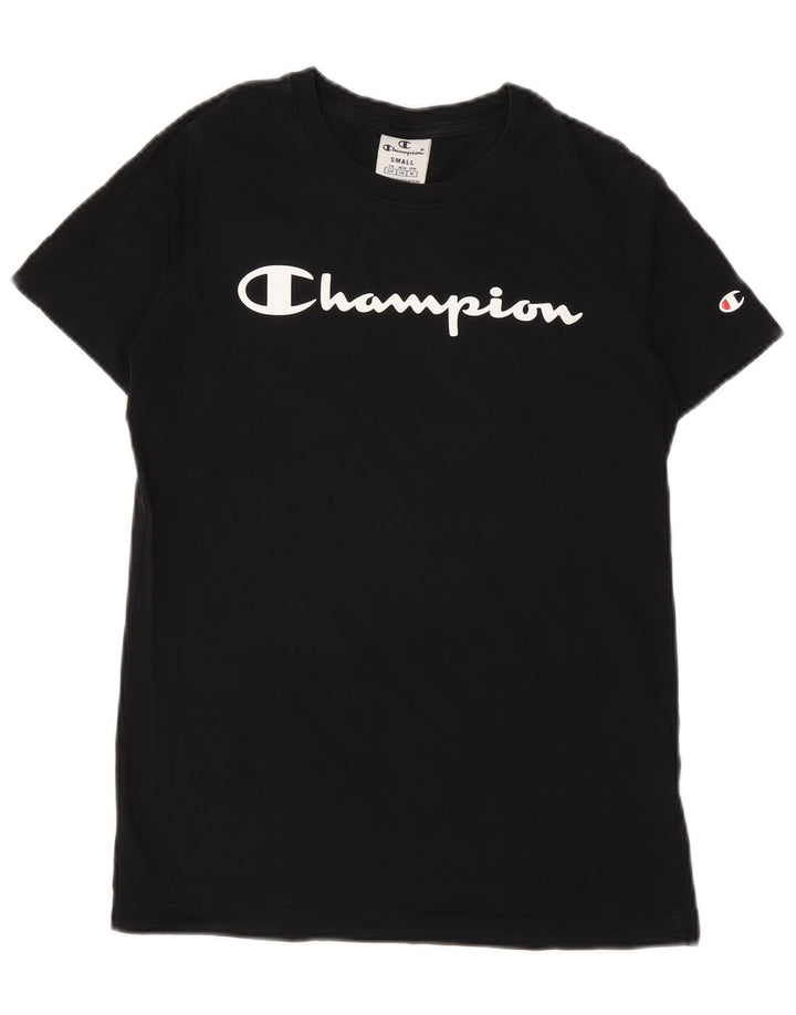 Champion Γυναικείο γραφικό T-Shirt Top Μικρό μαύρο βαμβακερό