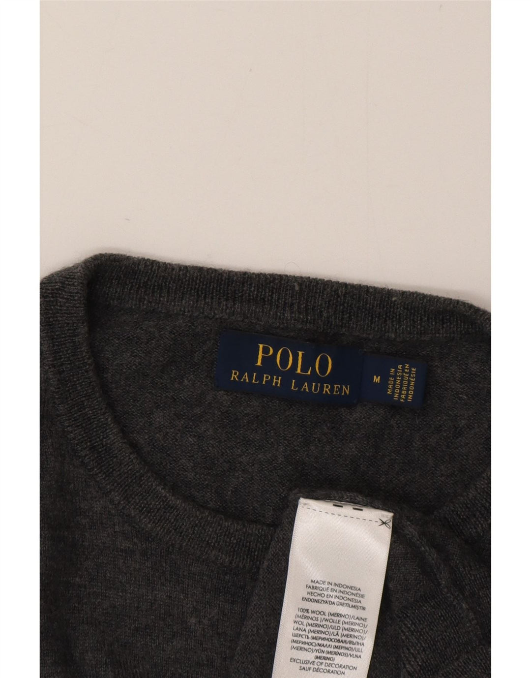 Πόλο Ralph Lauren Ανδρικό πουλόβερ με λαιμόκοψη μεσαίου γκρι μαλλί