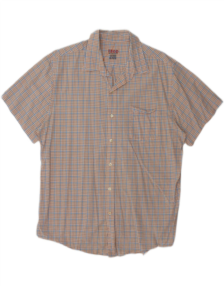 IZOD Mens Big & Tall Short Sleeve Shirt XL Multicoloured Check Cotton Vintage Izod and Second-Hand Izod from Messina Hembry 
