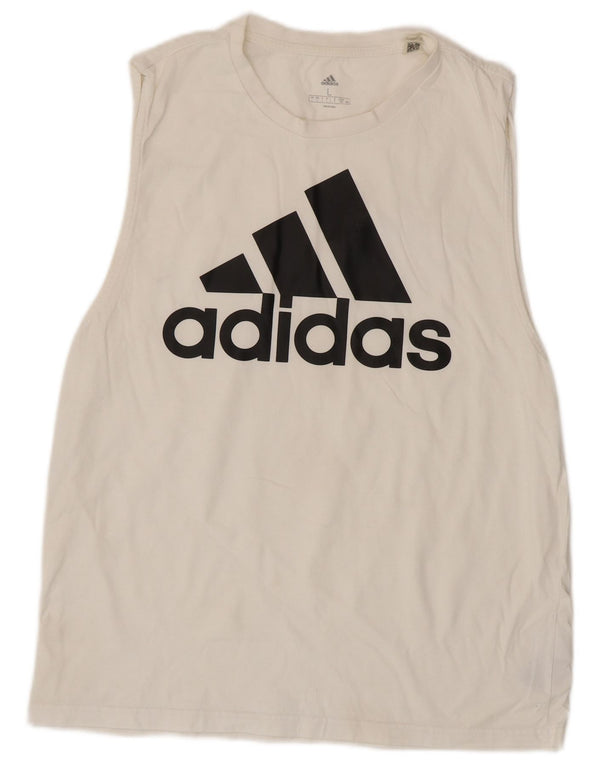 Γυναικείο γραφικό γιλέκο Adidas Top UK 16 μεγάλο λευκό βαμβακερό