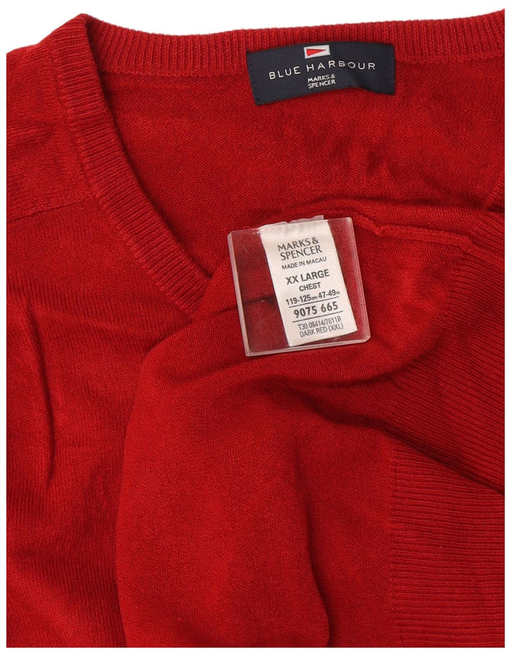 Marks & Spencer Ανδρικό πουλόβερ με λαιμόκοψη 2XL κόκκινο ακρυλικό