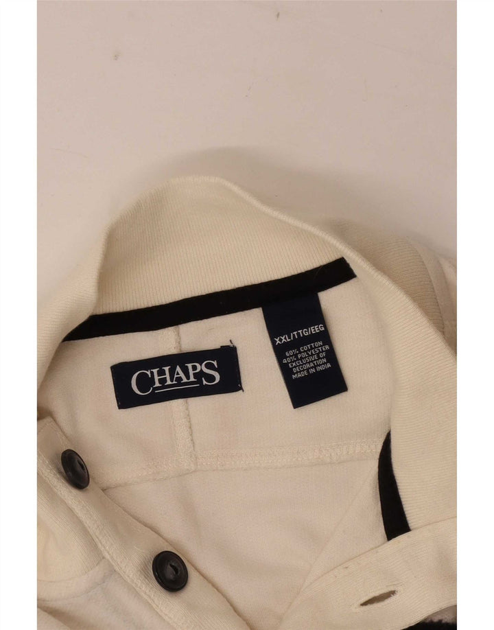 Chaps Ανδρικό φούτερ με λαιμό κουμπιά Jumper 2XL White Colourblock Βαμβακερό